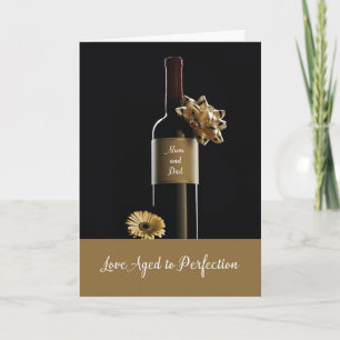 Mum and Dad Happy Anniversary Wine Bottle with Bow Card