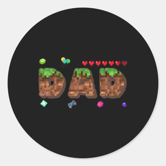 Mum And Dad Of The Birthday Boy Pixel Game Matchin Classic Round Sticker (Front)