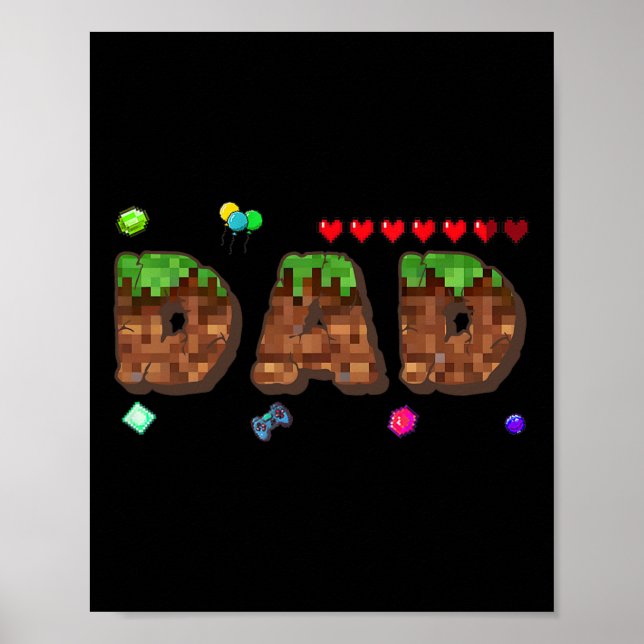 Mum And Dad Of The Birthday Boy Pixel Game Matchin Poster (Front)