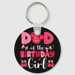 Mum And Dad Of The Birthday Girl Cherry Bow Family Key Ring