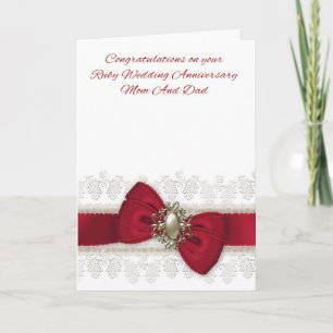 Mum And Dad Ruby Wedding Anniversary Stylish Card