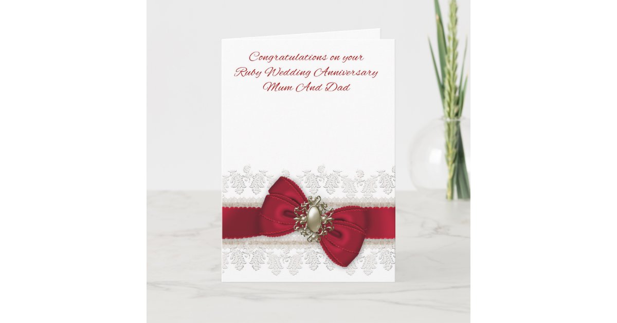  Mum  And Dad  Ruby  Wedding  Anniversary  Stylish Card  Zazzle 