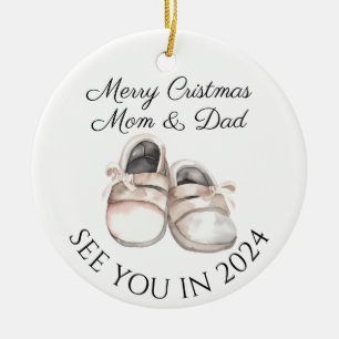 Mum and Dad to be new baby pregnancy announcement  Ceramic Tree Decoration