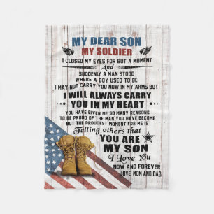 Mum And Dad To My dear son Army  Fleece Blanket