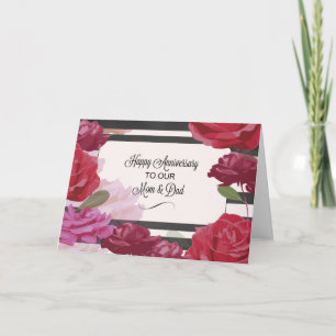 Mum and Dad Wedding Anniversary Rose Card