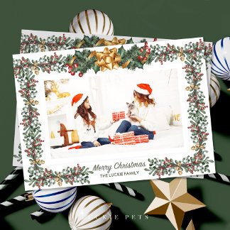 Mum and Daughter Mistletoe Christmas Holiday Card 