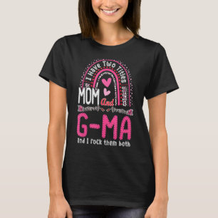 Mum And G Ma I Rock Them Both Leopard Rainbow Moth T-Shirt