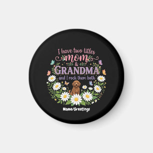 Mum and Grandma Two Titles Floral Dog Daisy Design Magnet