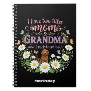 Mum and Grandma Two Titles Floral Dog Daisy Design Notebook