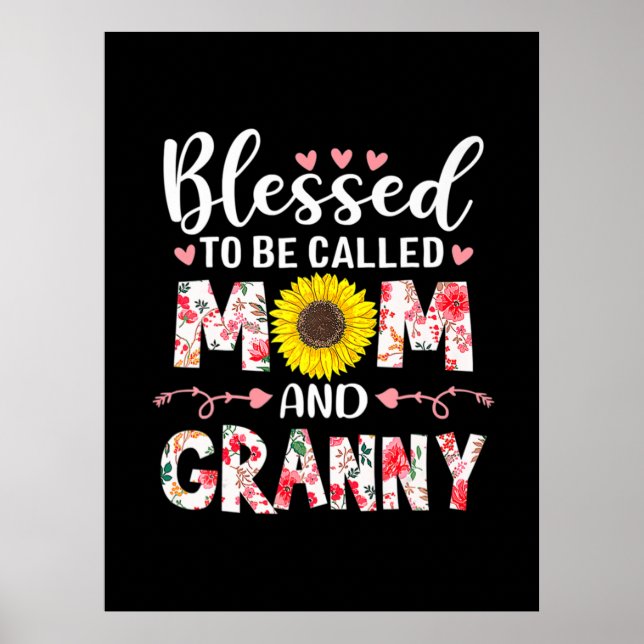 Mum And Granny Floral Birthday Poster (Front)