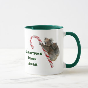 Mum and Joey Koala Candy Cane Christmas Mug