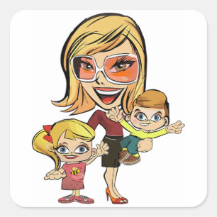 Mum and Kids Square Sticker