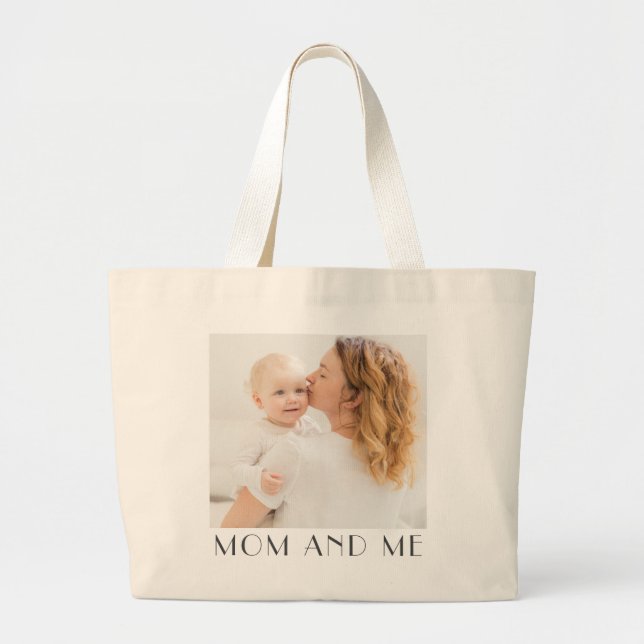 Mum And Me Minimalist Modern Chic Photo Large Tote Bag (Front)