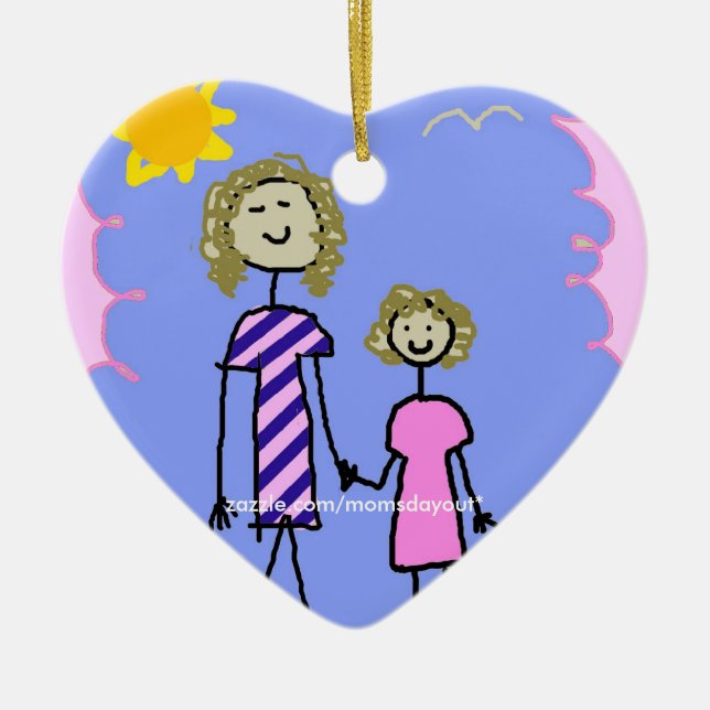 Mum and Me, Mother Daughter Walk Ceramic Tree Decoration (Front)