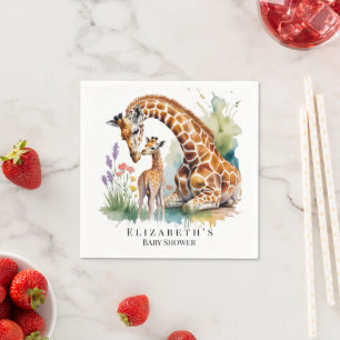 Mum and Me Watercolor Giraffe Baby Shower Napkin