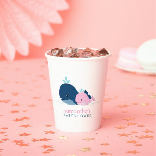 Mum and Pink Baby Whales Paper Cup