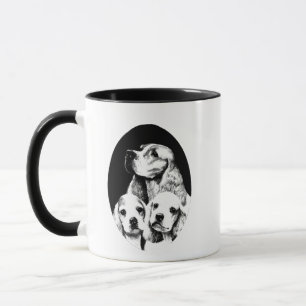 Mum and puppy dogs Cocker Spaniel art Mug