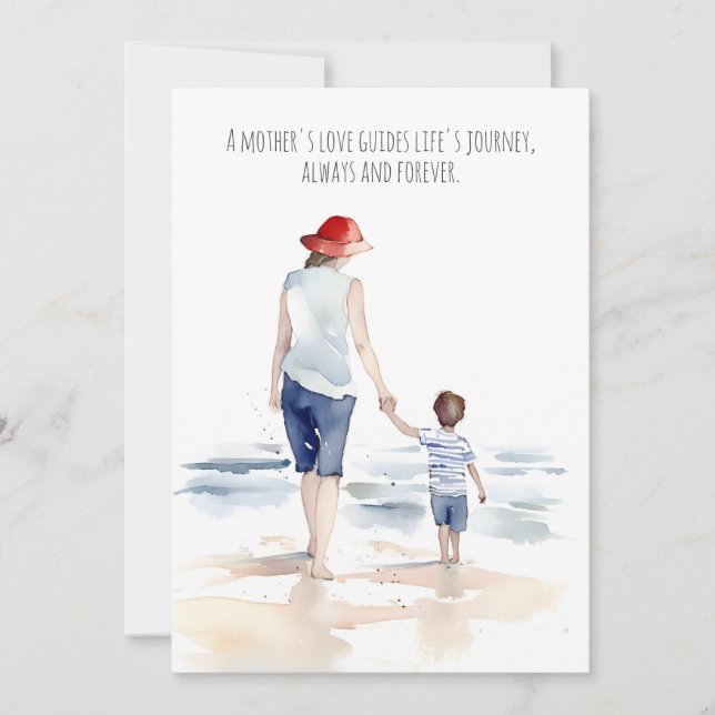 Mum and son at the beach | Mother's Day Card (Front)
