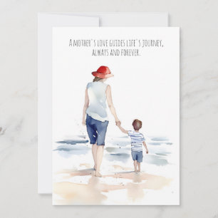 Mum and son at the beach   Mother's Day Card