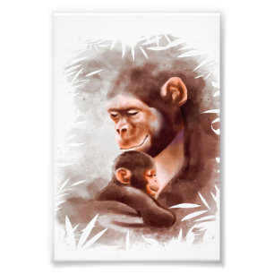 Mum And Son Monkey Paint, Monkey Family Birthday Photo Print