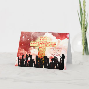 Mum and step-dad, a Christian cross Christmas Holiday Card