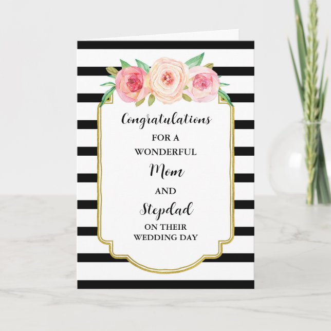 Mum and Stepdad Wedding Day Congratulations Card (Front)