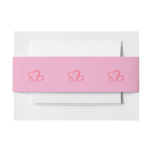 Mum and Twin Interlocking Hearts Baby Shower Invitation Belly Band