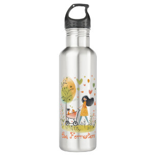 Mum and Twins on Stroller 710 Ml Water Bottle