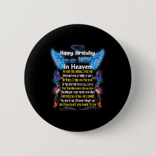 Mum angel in heaven poem, happy mother's day proud 6 cm round badge