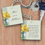 Mum Appreciation Poem Green Gingham and Daffodils Key Ring<br><div class="desc">Mum appreciation gift - perfect for mother's day,  birthday or just because. The keyring is decorated front and back with a jar of spring daffodils in bloom and a green country farmhouse gingham. The mum poem is full editable as is the handwritten message on the back.</div>