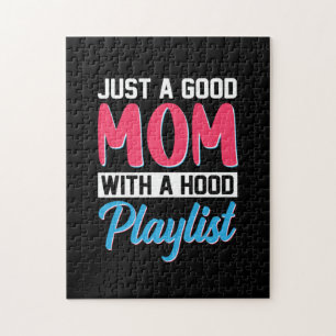 Mum Art A Good Mum With A Hood Playlist Jigsaw Puzzle