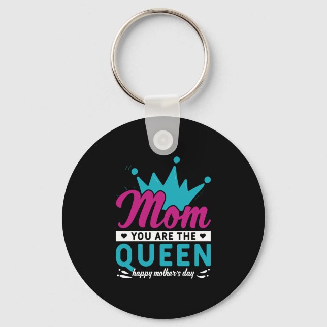 Mum Art A Mum And A Queen Key Ring (Front)