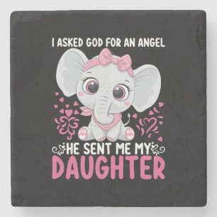 Mum Art He Sent Me Elephant Daughter Stone Coaster