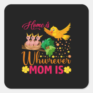 Mum Art Home Is Where Mum Is Square Sticker