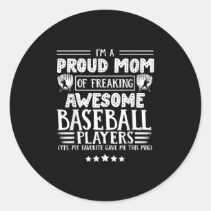 Mum Awesome Baseball Players Classic Round Sticker