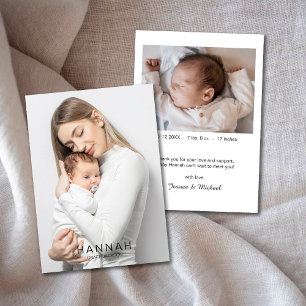 Mum & Bab Photo Baby Stats Birth Announcement Card