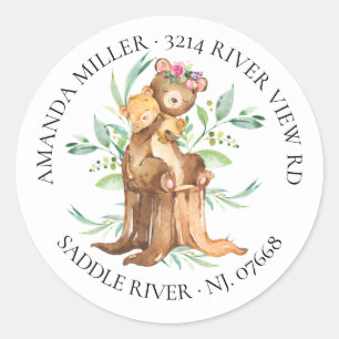 Mum & Baby Bear  Baby Shower Return Address Label