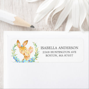 Mum & Baby Bunny Baby Shower Address Label