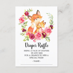 Mum Baby bunny Fox Shower Diaper Raffle Ticket Enclosure Card