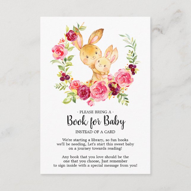 Mum & Baby Bunny Rabbit Shower Book for Baby Card (Front)