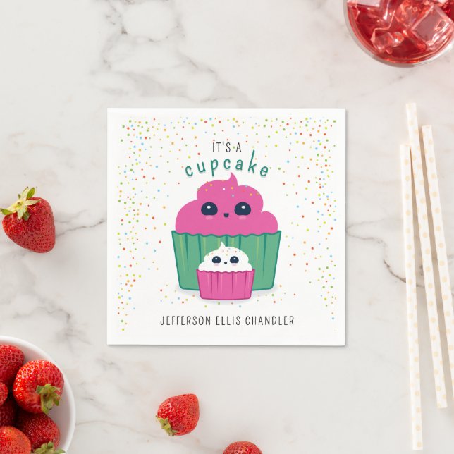 Mum & Baby Cupcake Baby Shower Napkin (Insitu)