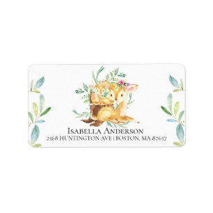 Mum & Baby Deer Baby Shower Address Label