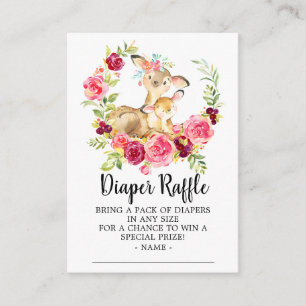 Mum & Baby Deer Shower Diaper Raffle Ticket Enclosure Card