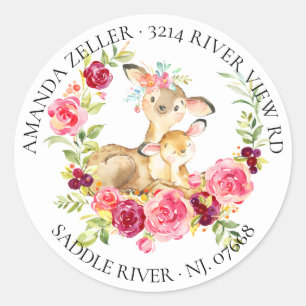 Mum & Baby Deer Shower Return Address Label