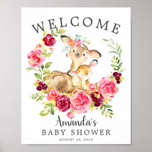 Mum & Baby Deer Welcome Baby Shower Poster