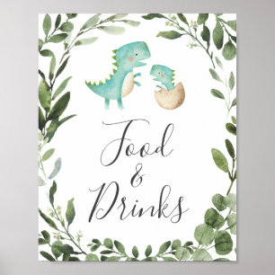 Mum Baby Dinosaur Baby Shower Food and Drinks Sign