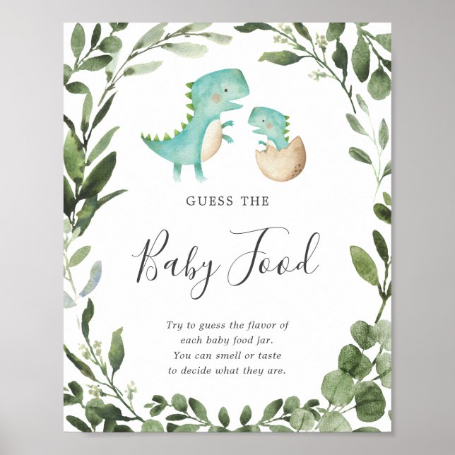 Mum Baby Dinosaur Baby Shower Guess The Baby Food Poster (Front)