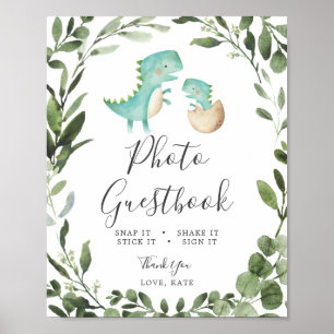 Mum Baby Dinosaur Baby Shower Photo Guestbook Sign