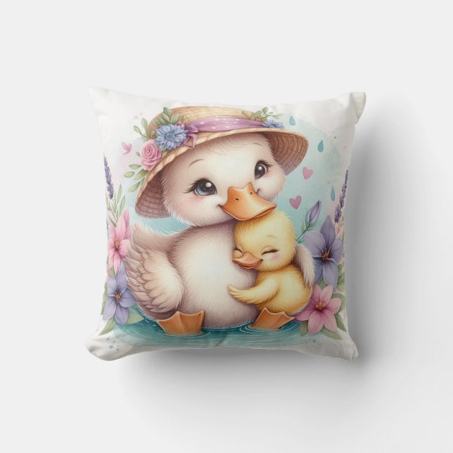 Mum & Baby Duck Cushion (Front)
