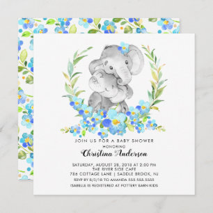 Mum & Baby Elephant Baby Shower Invitation